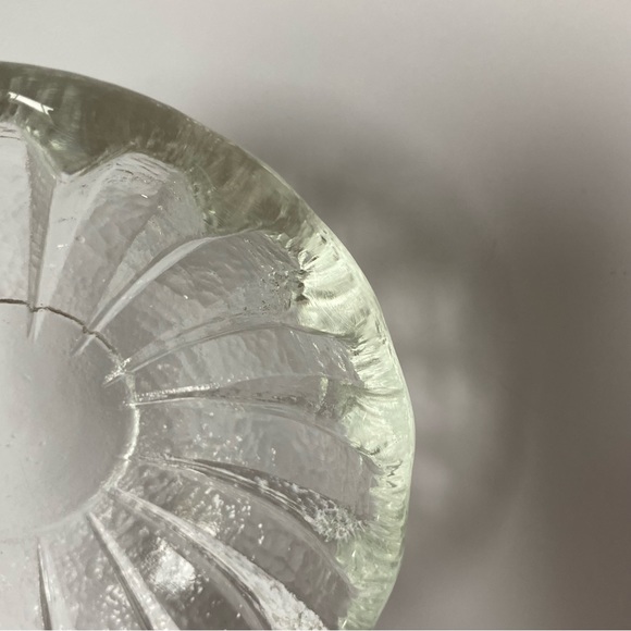 Recycled Glass Bowl Candy Dish 5” Clear Petal Style Flower Shape Heavy Trinket - Picture 5 of 15